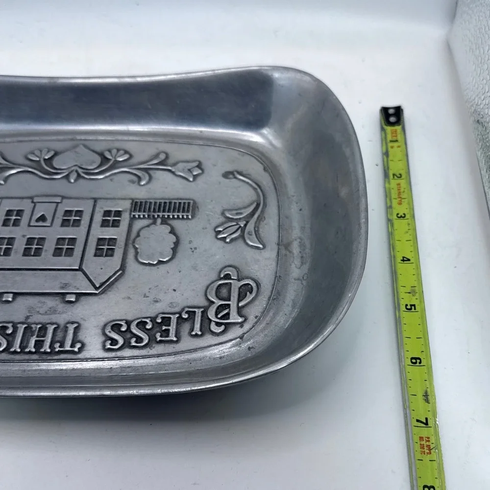 Wilton Armetale Bless This House Pewter Tray Mount Joy‎ PA Metalware 9.25x6.25